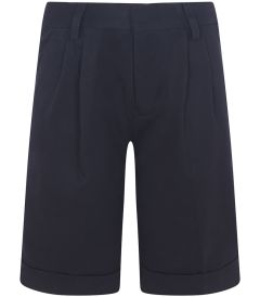 BER-21-COT - Bermudas turn ups and fly zip - Navy