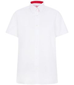 BLS-46-COP - Short Sleeved Polycotton Blous - White/Red