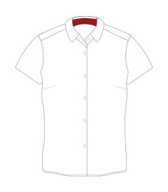 BLS-46-COP - Short Sleeved Blouse - White/Claret