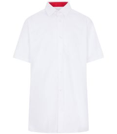 BLS-46-COT - Girls blouse short sleeve - White/Red
