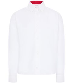 BLS-49-COP - Long Sleeved polycotton Blouse - White/Red