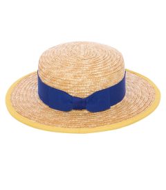 BOA-03-STR - Straw boater - Straw/royal ribbon