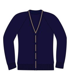 CAR-22-CAY - Knitted Cardigan - Navy/gold