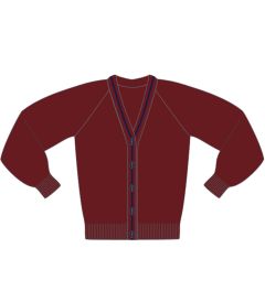 CAR-22-CAY - V-neck cardigan - Cherry/Navy