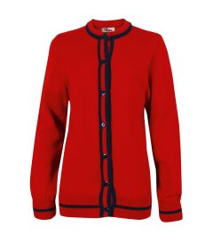 CAR-42-CAY - Knitted Cardigan - Red/navy