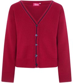 CAR-57-CAY - V-neck boxy cardigan - Cherry/Navy