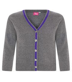 CAR-57-CAY - V-neck cardigan - Grey/Purple