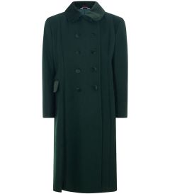 CAT-05-WOL - Velvet trimmed winter coat - Bottle green