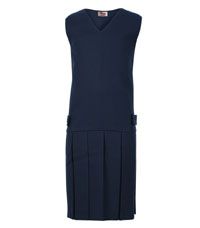 DRE-46-PVI - Pinafore dress with V neck - Navy