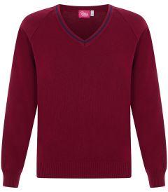 JMP-14-CAY - Knitted Jumper - Claret/Navy
