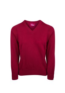 JMP-19-ACY - V neck jumper - Burgundy
