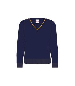 JMP-36-CAY - V neck jumper - Navy/gold