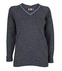JUM-84-ACY - V neck Jumper - Grey/Royal/Yellow