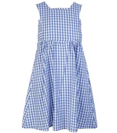 PIN-25-COT - Summer pinafore - Blue/white