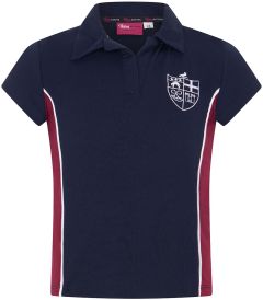 PLO-37-DUC - Girls PE Top - Navy/Claret/logo