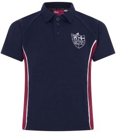 PLO-47-DUC - Boys PE Top - Navy/Claret/logo