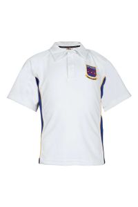 PLO-47-SNH - Saint Nicholas P.E. Polo shirt - White/Royal/Gold/Lo