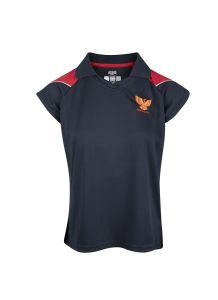 PLS-03-YRM - Girls games top - Navy/red/logo