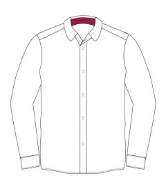 SHT-79-COP - Long Sleeved Polycotton Shirt - White/Claret