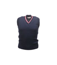 SLR-35-CFC - Knitted Slipover - Navy/Cherry/White