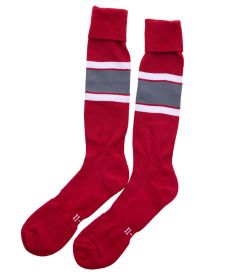 SOC-69-POL - Sports Socks - Red/grey/white