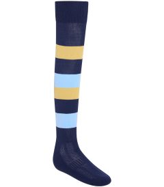 SOC-91-NYL - Sports Socks - Navy/Sky/Gold