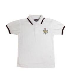 TSH-68-CFC - Polo Shirt with contrast trim - White/maroon/logo