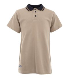 TSH-96-RDB - Short Sleeved Polo - Camel/navy/logo