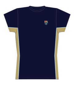 TSR-25-QES - Fitted Tech Tee - Navy/gold/logo
