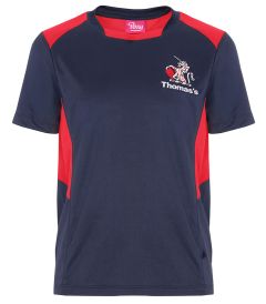 TSR-27-TOM - More Tech PE Shirt - Navy/red/logo