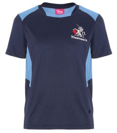 TSR-27-TOM - Becket Tech PE Shirt - Navy/sky/logo