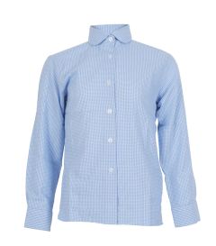 SHT-48-MGM - Mini check girls blouse long s - Pale blue/white