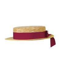 BOA-05-STR - Straw boater - Straw/Maroon ribbon