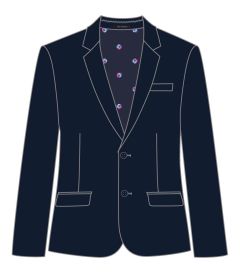 BLA-03-KNB - Semi fitted blazer - Navy/pink