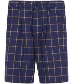 BER-37-PVI - Unisex Bermuda Shorts - Navy/Gold Check