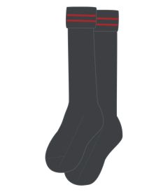 SOC-84-PWA - Knee Socks - Grey/red
