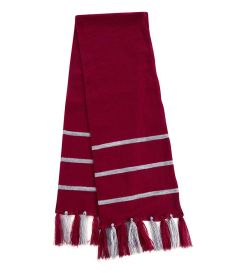SCF-08-ACY - Striped scarf with tassels - Cherry/grey - One