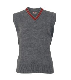 SLR-09-WCY - Sleeveless jumper with trim - Grey/red