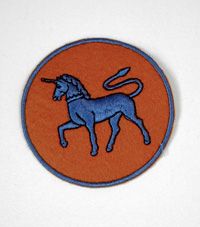 BDG-03-UCS - Unicorn duffle coat badge - Tan/logo - One