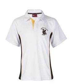 PLO-74-QCT - Boys polo shirt - White/black/gold/log