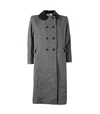 CAT-10-WOL - Girls velvet trim coat - Grey