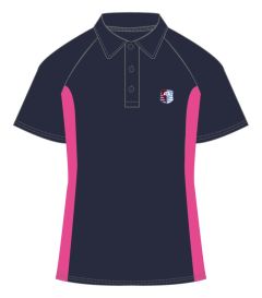 PLO-47-KNB - Games shirt - Navy/pink/logo
