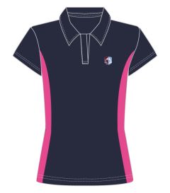 PLO-37-KNB - Fitted games shirt - Navy/pink/logo