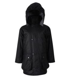 JKT-44-WAX - Wax jacket with quilt lining - Black/grey