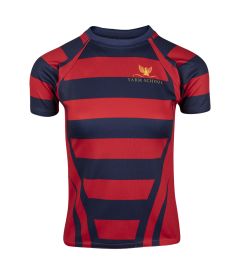 RGY-77-YRM - Boys Rugby shirt - Navy/red/logo