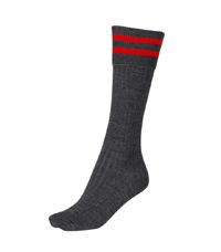 TPP-70-PWA - Knee socks with twin stripes - Grey/red