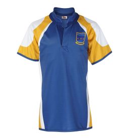 RGY-66-SNH - Saint Nicholas Rugby shirt - Royal/Gold/White