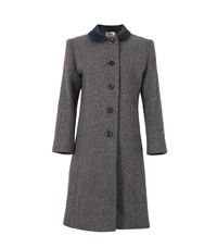 CAT-11-WOL - Girls velvet trim coat - Grey