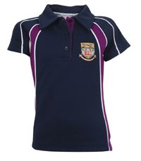 PLO-03-HBS - Fitted heavyweight polo shirt - Navy/magenta/logo