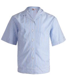 BLS-26-PCT - Striped blouse - Royal/white